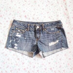 American Eagle Outfitters Distressed Blue Denim Cutoff Shorts